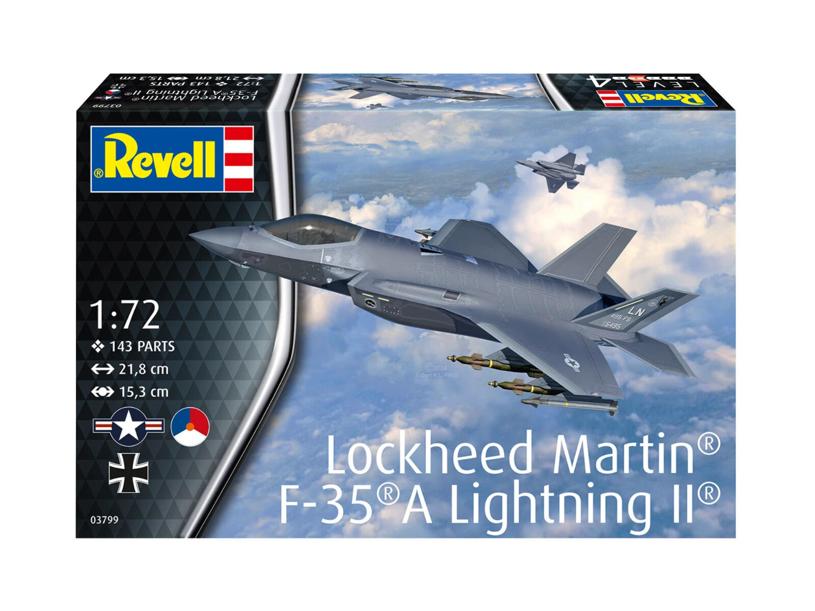 Revell 1:72 Scale Lockheed Martin F-35 A Lightning II Kit Skill Level 4 - 03799