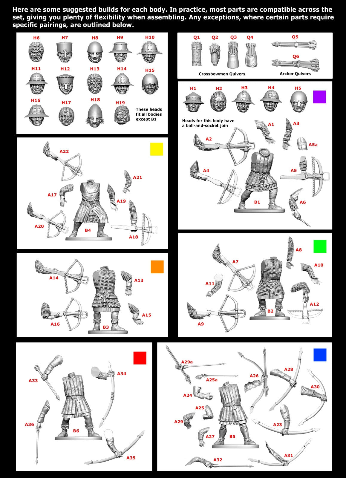 Victrix Medieval Warriors 28mm Scale Hard Plastic Crossbowmen & Archers - VXM007