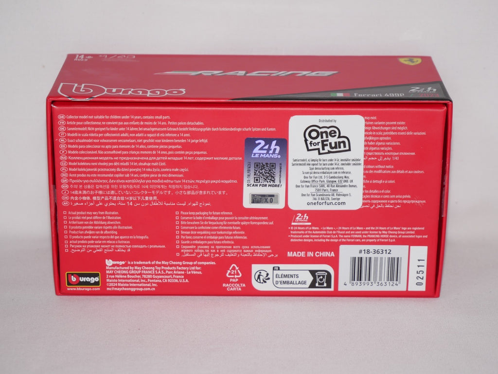 Burago 1:43 Ferrari Racing 499P Le Mans Hypercar 2023 AF Corse No.51 - #18-36312