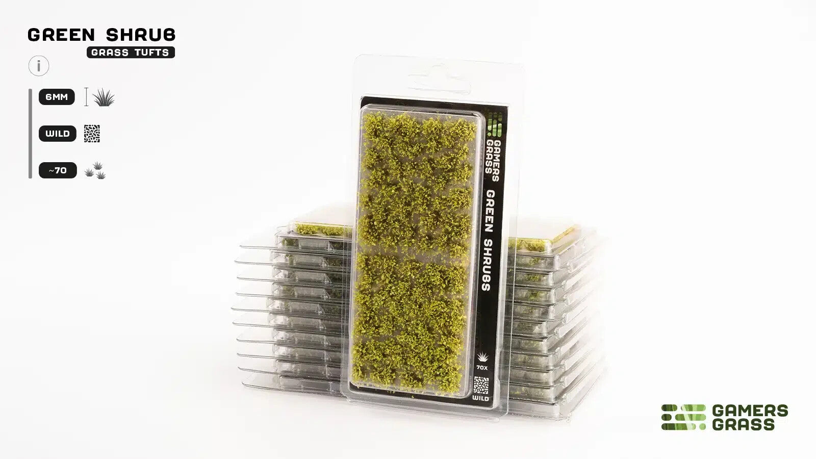Gamers Grass Wild Green Shrubs For Wargaming Miniature Bases 70 Per Pack GGS-GR