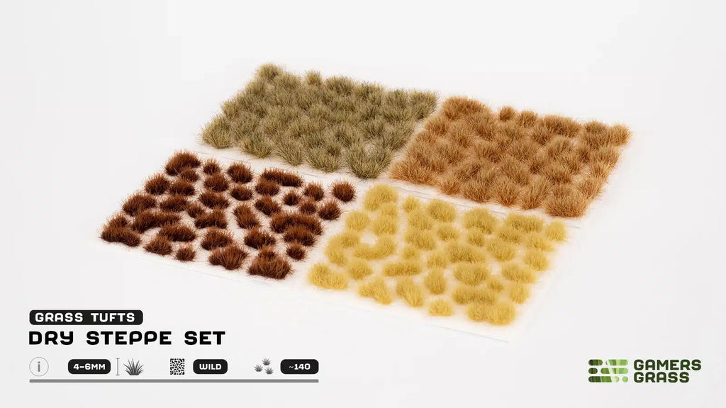 Gamers Grass Wild Dry Steppe Tuft Set For Wargaming Bases 140 Per Pack GGSET-DS