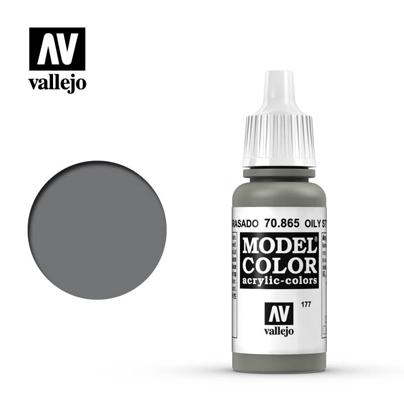 Vallejo Model Color Oily Steel Metallic Acrylic 17ml Dropper Bottle - 70.865
