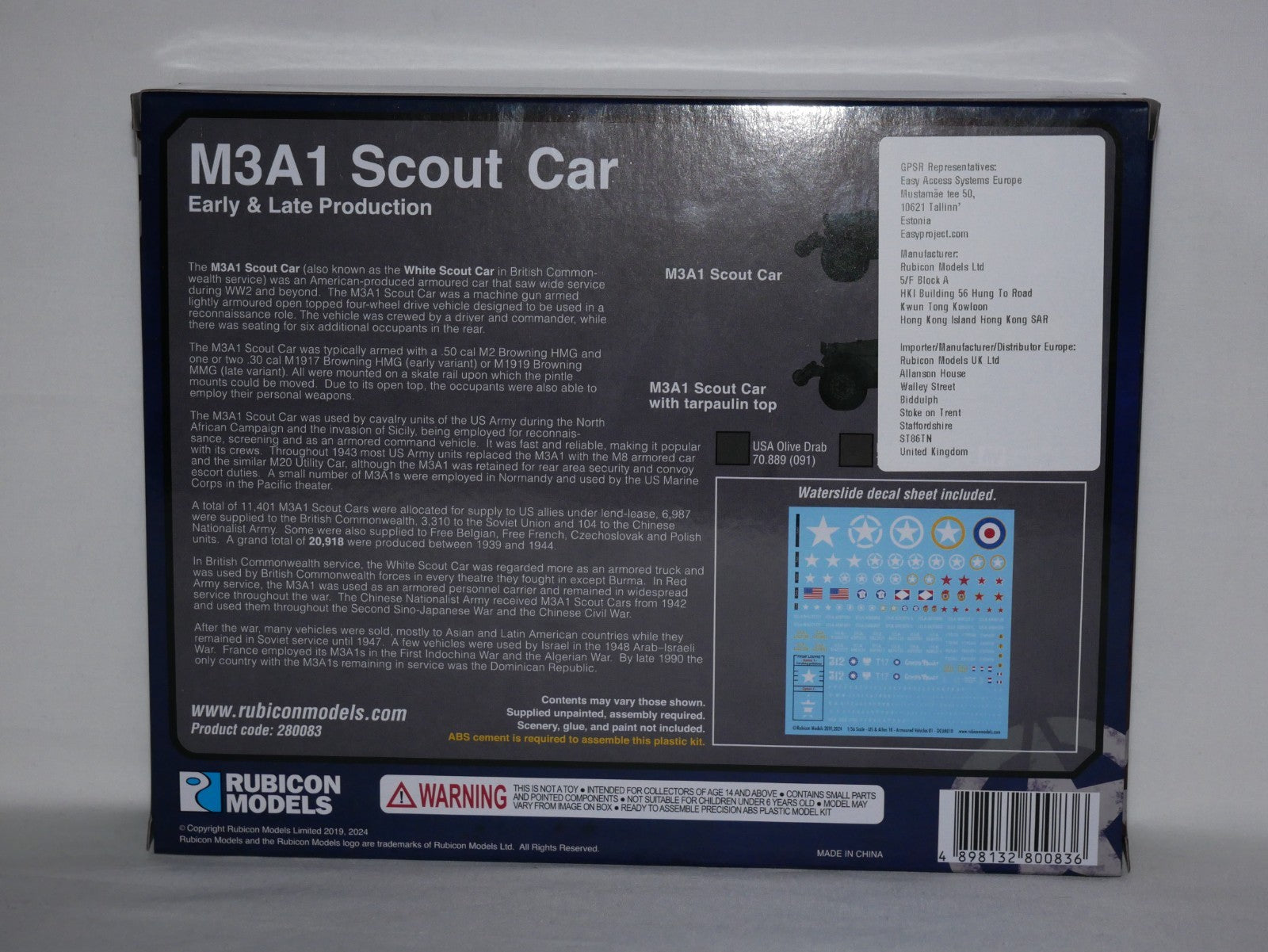 Rubicon Models 1:56 M3A1 Armoured Scout Car (Early & Late Production) - 280083