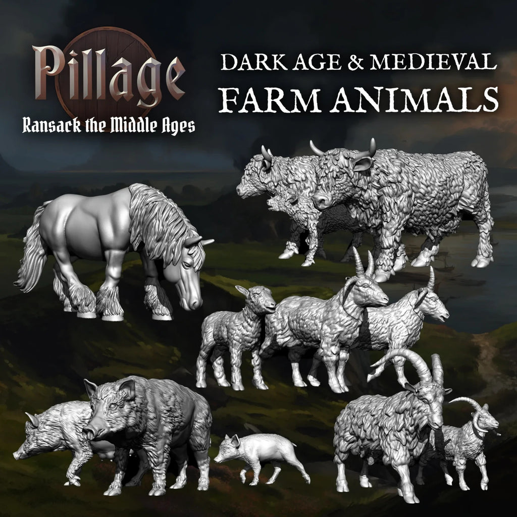 Victrix Ltd Pillage Ransack The Middle Ages 28mm Medieval Farm Animals - VXE014