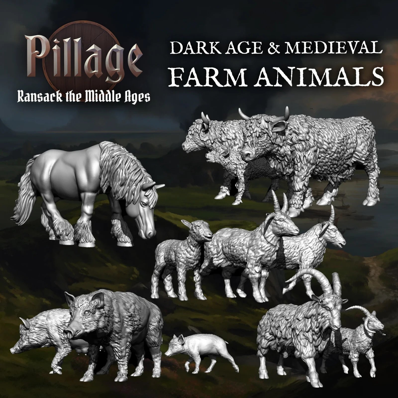 Victrix Ltd Pillage Ransack The Middle Ages 28mm Medieval Farm Animals - VXE014