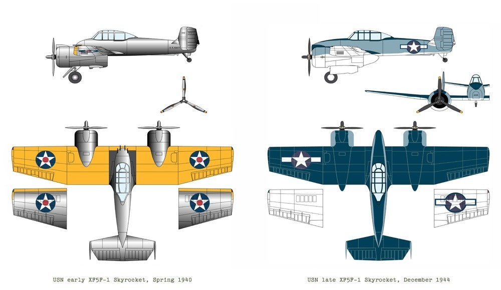 Academy 1:48 Scale USN Grumman XF5F-1 Skyrocket Model Kit Skill Level 4 - 12363