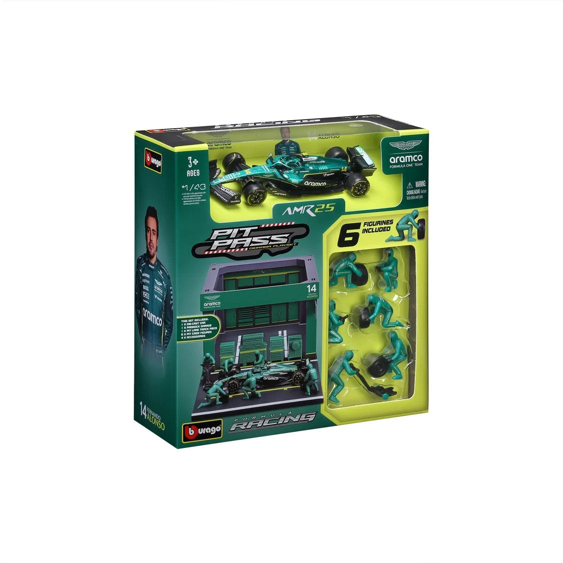 Burago 1:43 Aston Martin Cognizant Aramco Formula 1 Team Pit Pass Diorma Playset -  #18-38460A