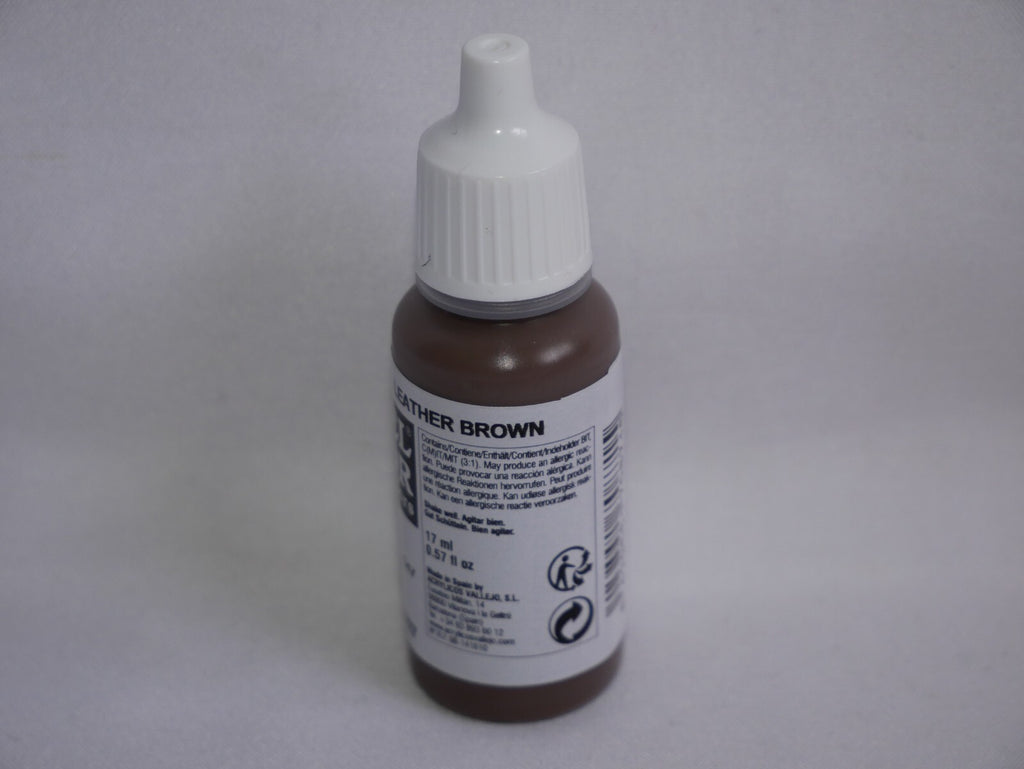 Vallejo Model Color Leather Brown Acrylic 17ml/0.57 fl oz Dropper Bottle 70.871