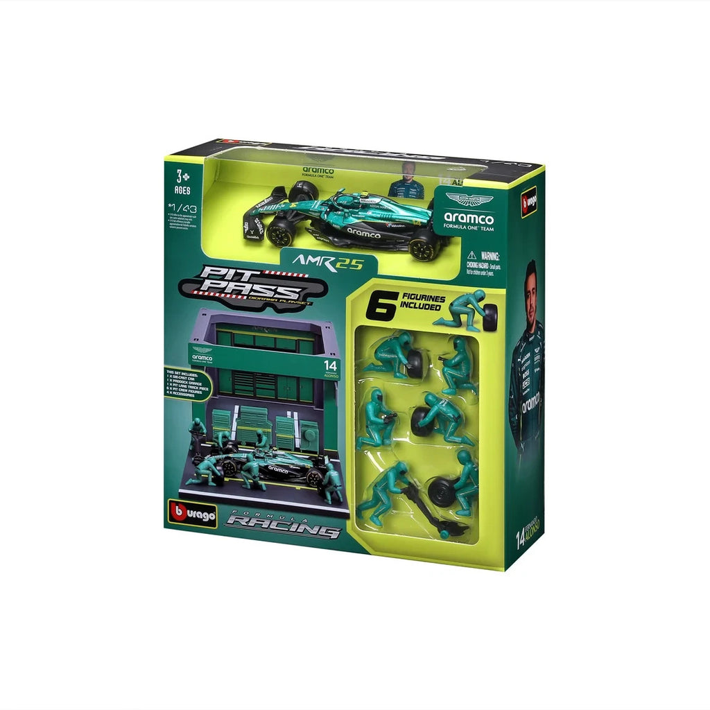 Burago 1:43 Aston Martin Cognizant Aramco Formula 1 Team Pit Pass Diorma Playset -  #18-38460A