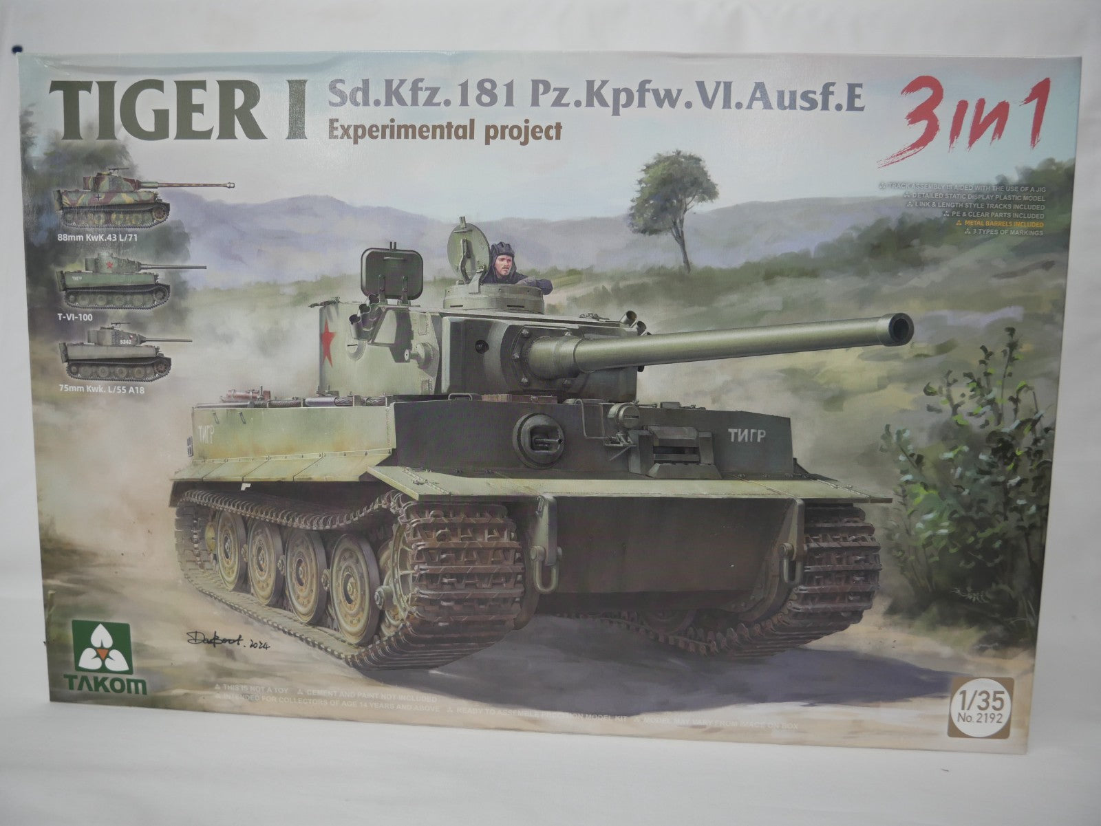 Takom 1:35 Scale WWII German Army Tiger I Heavy Tank Experimental Project - 2192