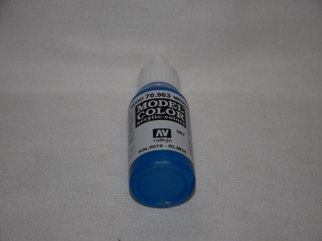 Vallejo Model Color Medium Blue Acrylic 17ml/0.57 fl oz Dropper Bottle - 70.963