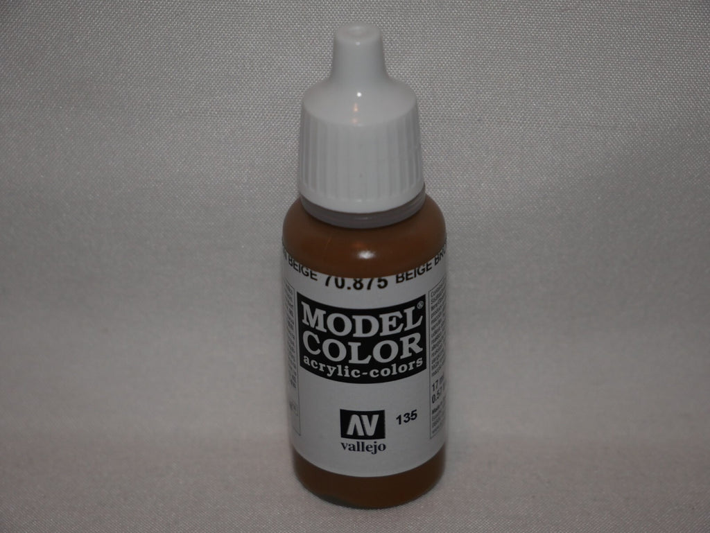 Vallejo Model Color Beige Brown Acrylic 17ml/0.57 fl oz Dropper Bottle - 70.875