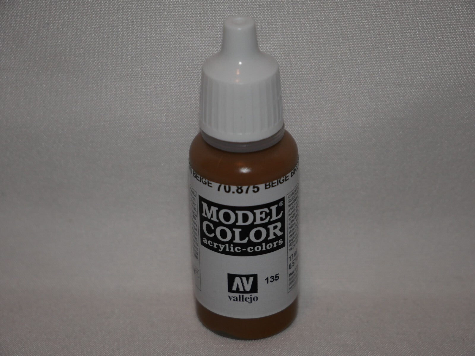 Vallejo Model Color Beige Brown Acrylic 17ml/0.57 fl oz Dropper Bottle - 70.875