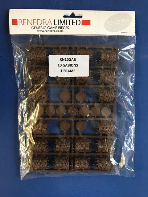 Renedra Ltd Generic Scenery & Bases 1/56 Scale 10 Gabions Grey 1 Frame - RN10GAB