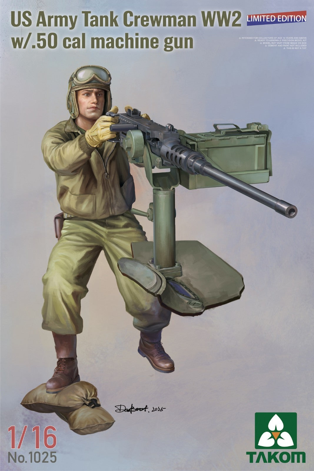 Takom 1:16 Scale US Army Tank Crewman WW2 With .50 Cal Machine Gun Ltd Ed - 1025