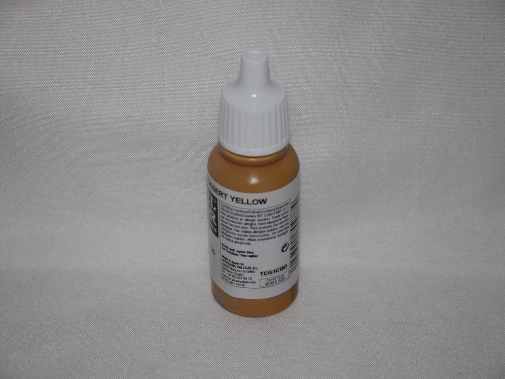 Vallejo Model Color Desert Yellow Acrylic 17ml/0.57 fl oz Dropper Bottle 70.977