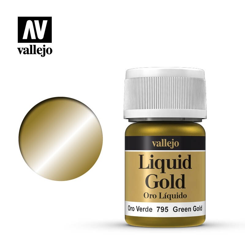 Vallejo Liquid Metal Green Gold Metallic Alcohol Based 35ml / 1.15 fl oz 70.795