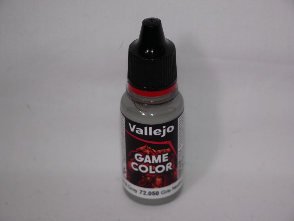 Vallejo Game Color Acrylics Neutral Grey 18ml/0.6 fl oz Dropper Bottle - 72.050