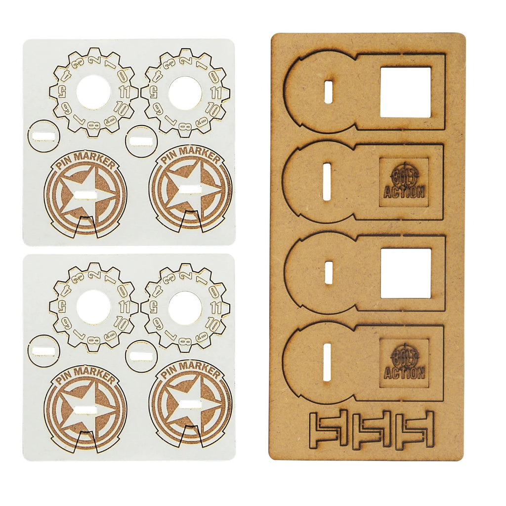 Warlord Games & Skytrex Bolt Action Laser Cut MFD Unit Pin Markers USA  - 408800010
