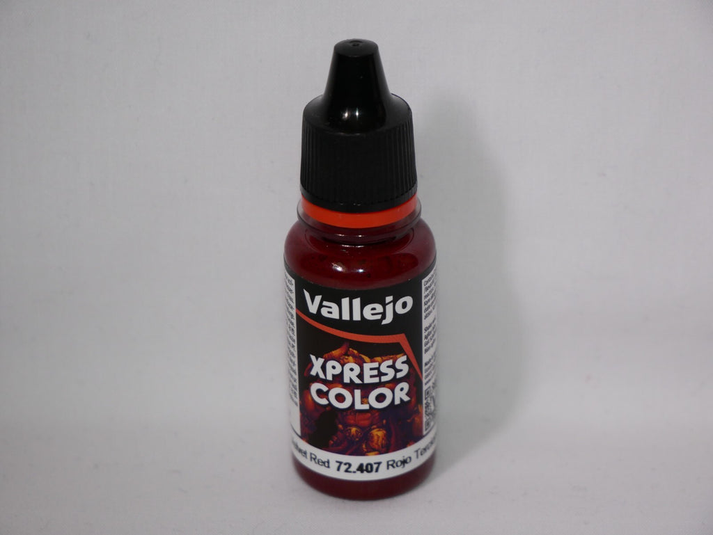 Vallejo Xpress Color Acrylics Velvet Red 18ml/0.6 fl oz Dropper Bottle - 72.407