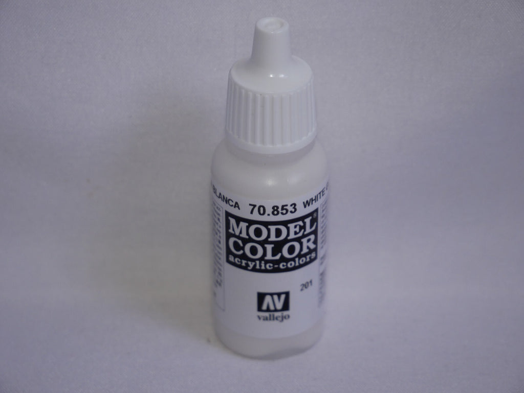 Vallejo Model Color White Glaze Acrylic 17ml/0.57 fl oz Dropper Bottle - 70.853