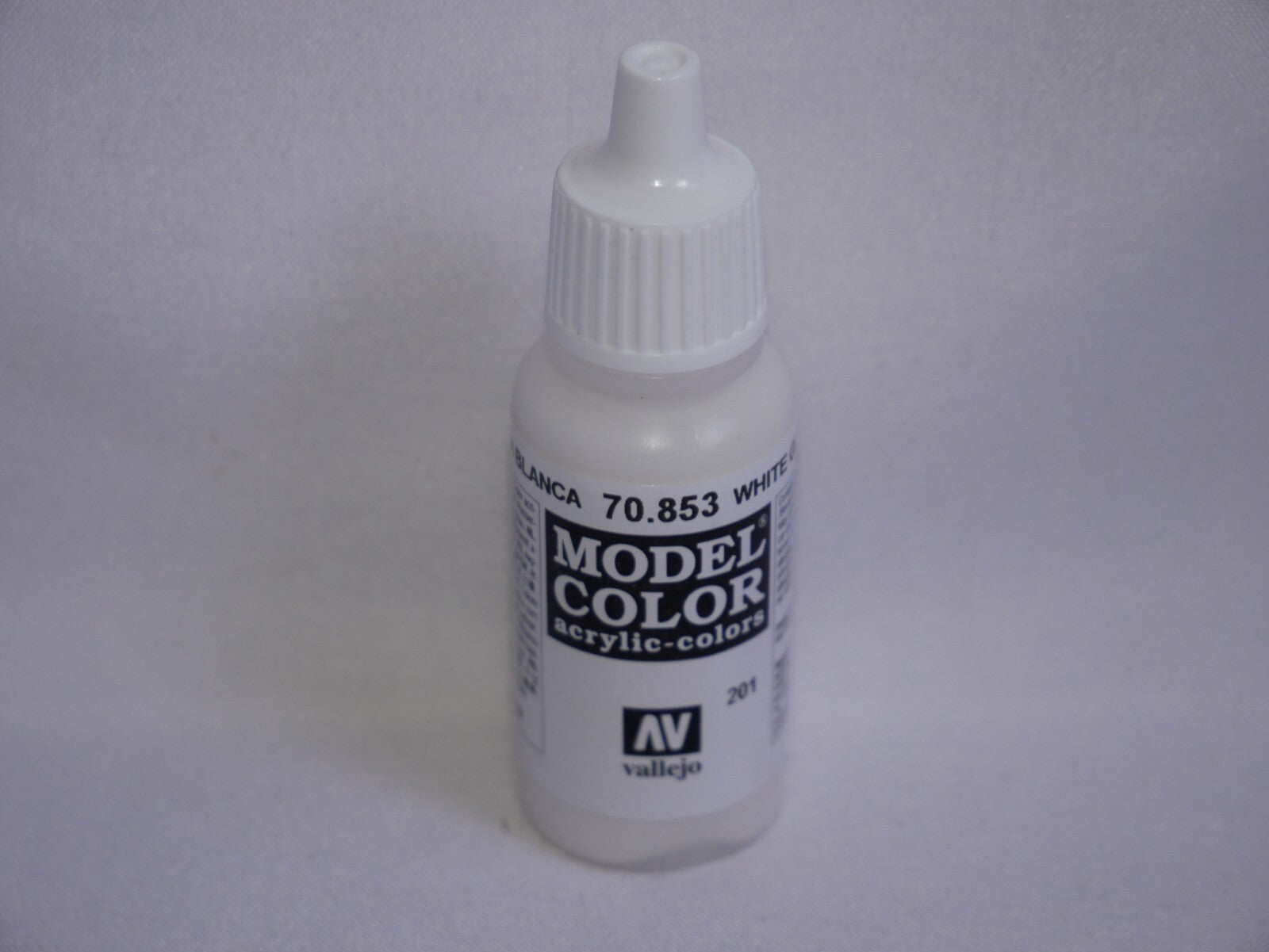 Vallejo Model Color White Glaze Acrylic 17ml/0.57 fl oz Dropper Bottle - 70.853