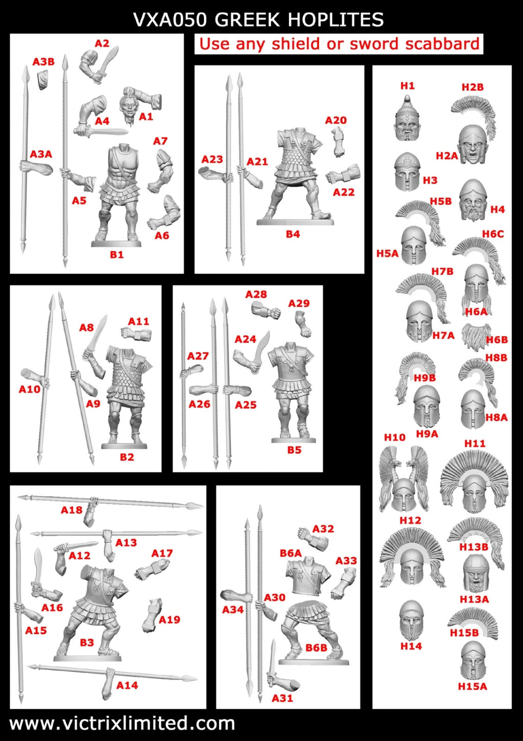 Victrix Greek And Persian Wars 28mm Hard Plastic Greek Hoplites  Models - VXA050