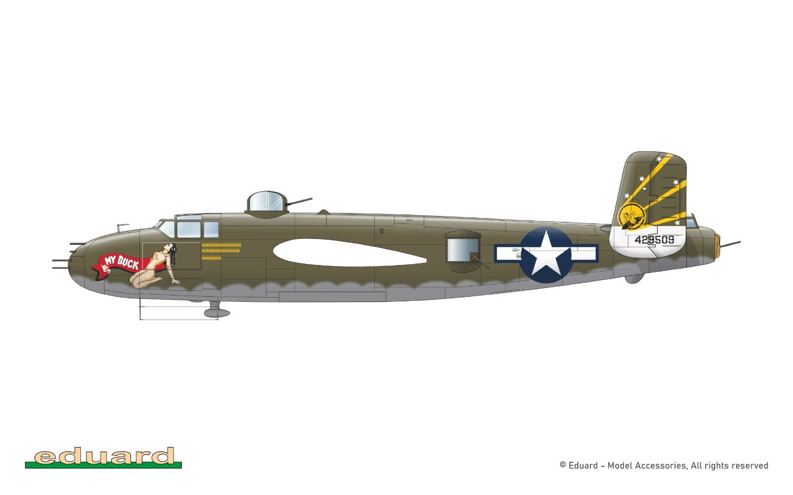 Eduard 1:48 Scale North American B-25J Mitchell Gunship (Strafer) Model - 548001