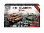 Revell 1:72 Conflict of Nations WW2 Series Tiger 1 VS T34/85 Skill Level 4 05655