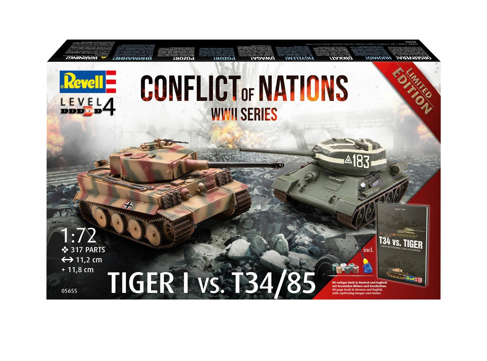 Revell 1:72 Conflict of Nations WW2 Series Tiger 1 VS T34/85 Skill Level 4 05655