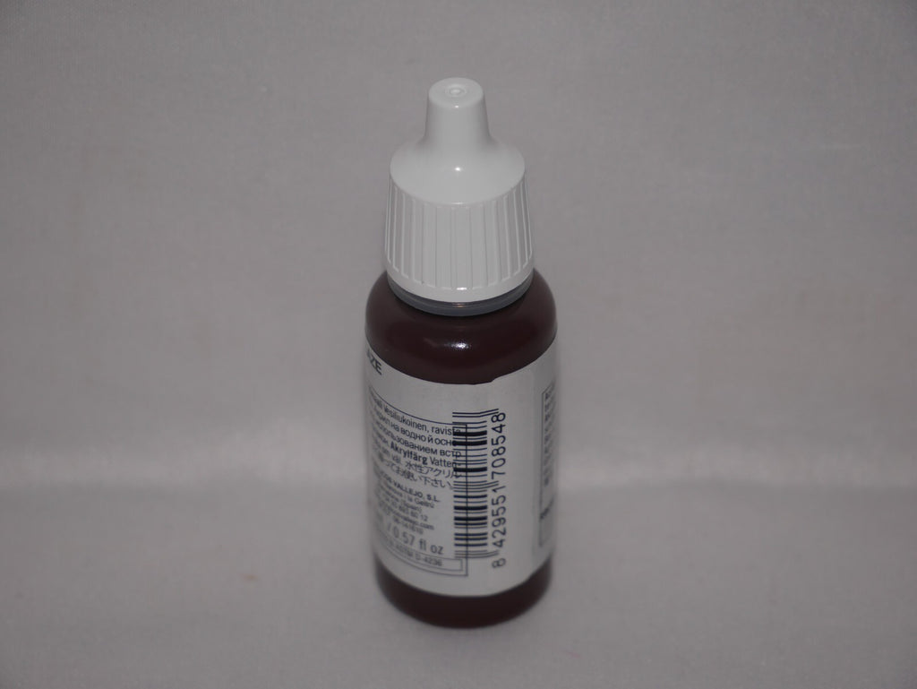Vallejo Model Color Brown Glaze Acrylic 17ml/0.57 fl oz Dropper Bottle - 70.854