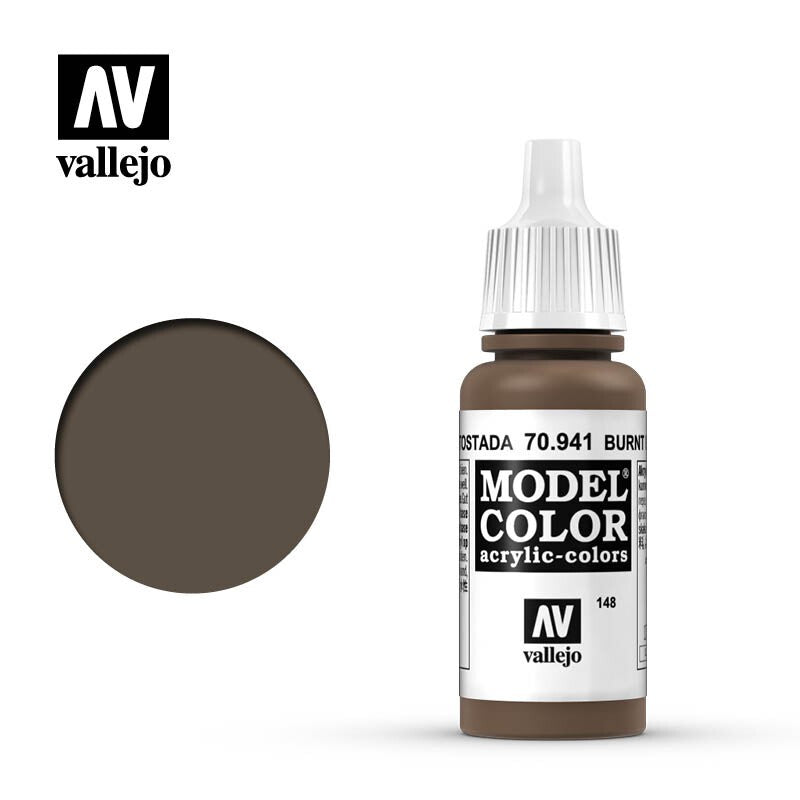 Vallejo Model Color Burnt Umber Acrylic 17ml /0.57 fl oz Dropper Bottle - 70.941