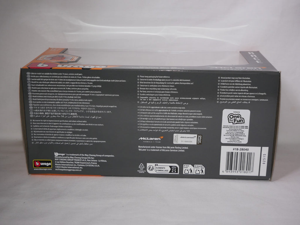 Burago 1:24 McLaren MCL38 Miami Grand Prix 2024 No.81 Oscar Piastri - #18-28040P