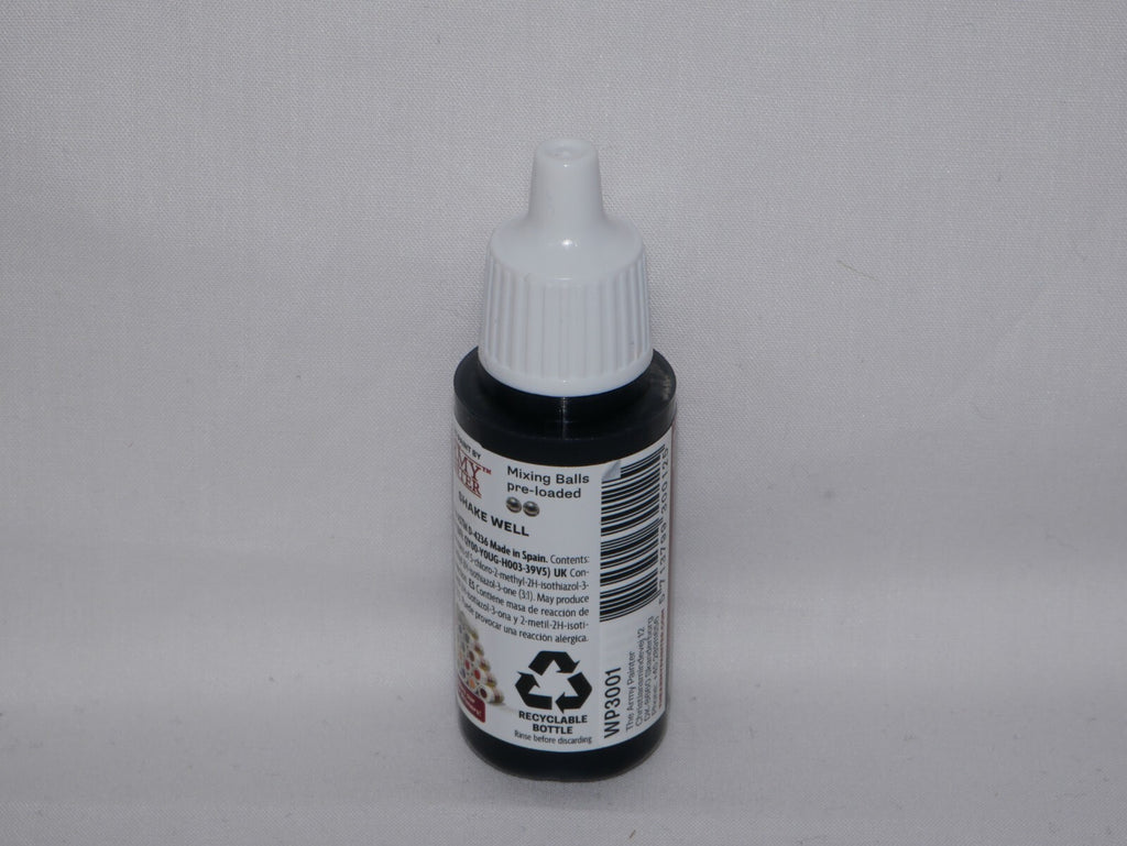 The Army Painter Warpaints Fanatic Acrylic Matt Black 18ml Dropper Bottle WP3001