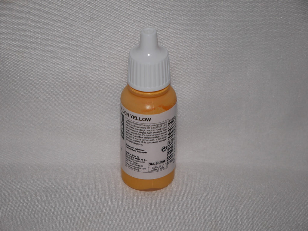 Vallejo Model Color Golden Yellow Acrylic 17ml/0.57 fl oz Dropper Bottle 70.948