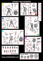 Victrix Warriors Of The Dark Ages 28mm Plastic Irish Warriors & Dogs - VXDA021