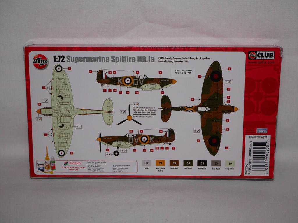 Airfix 1:72 Scale Model WWII Supermarine Spitfire Mk.Ia Skill Level 1 - A01071C