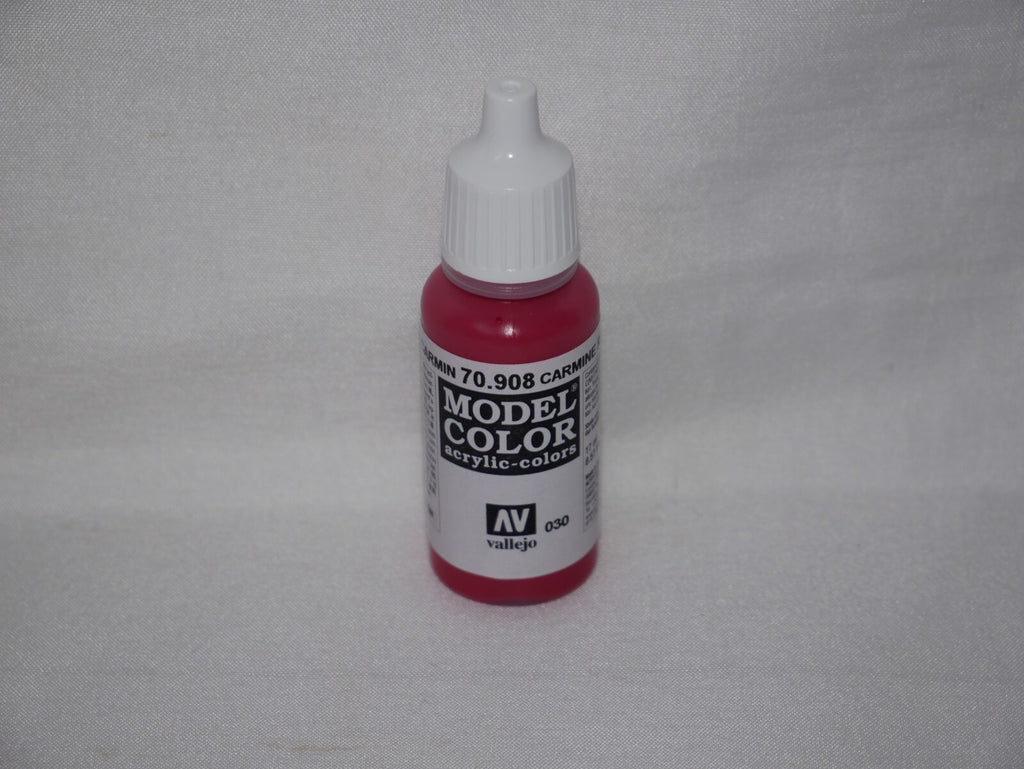 Vallejo Model Color Carmine Red Acrylic 17ml/0.57 fl oz Dropper Bottle - 70.908