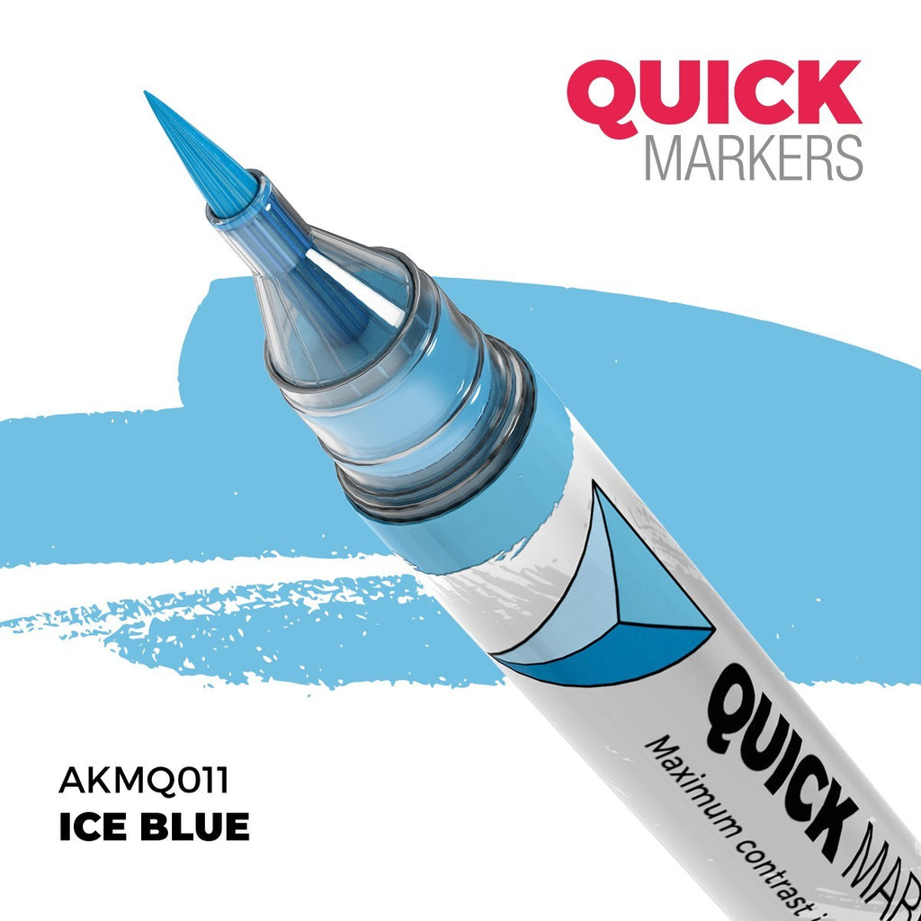 AK Interactive Acrylic Quick Gen Markers For Tabletop Games Ice Blue - AKMQ011