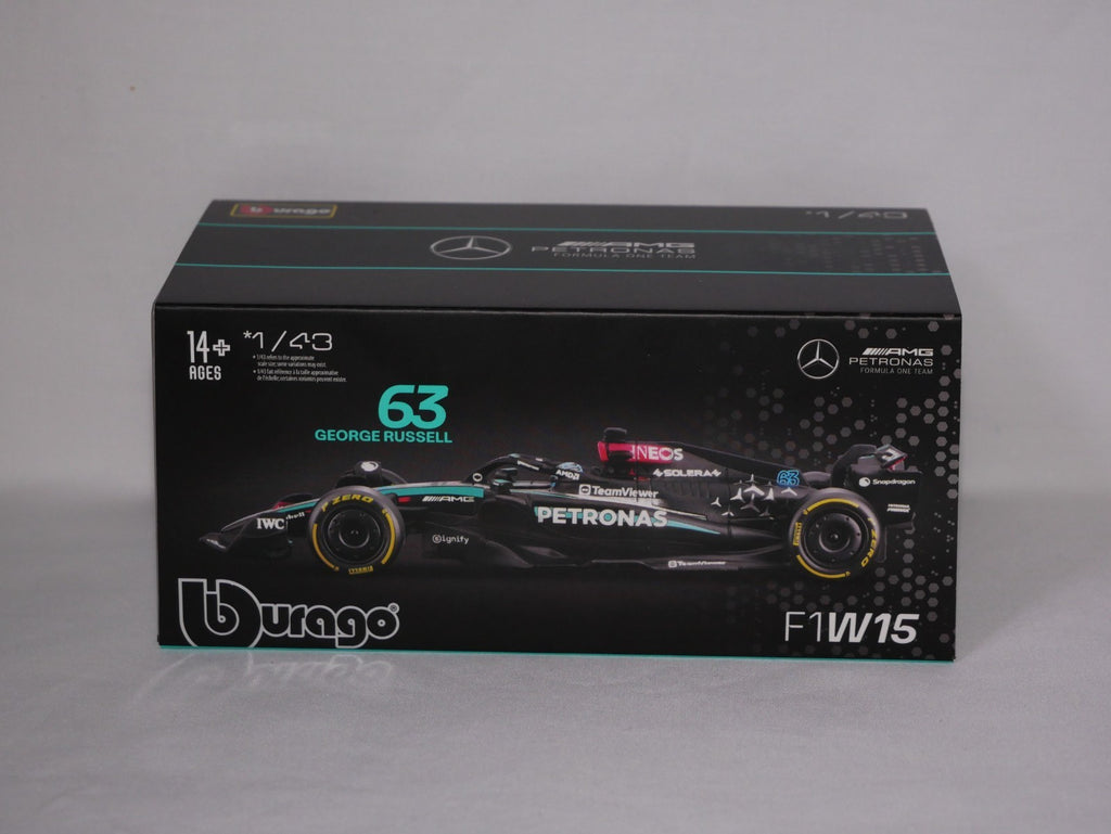 Burago 1:43 Scale Mercedes-AMG Petronas F1 2024 W15 No.63 Russell - #18-38209R