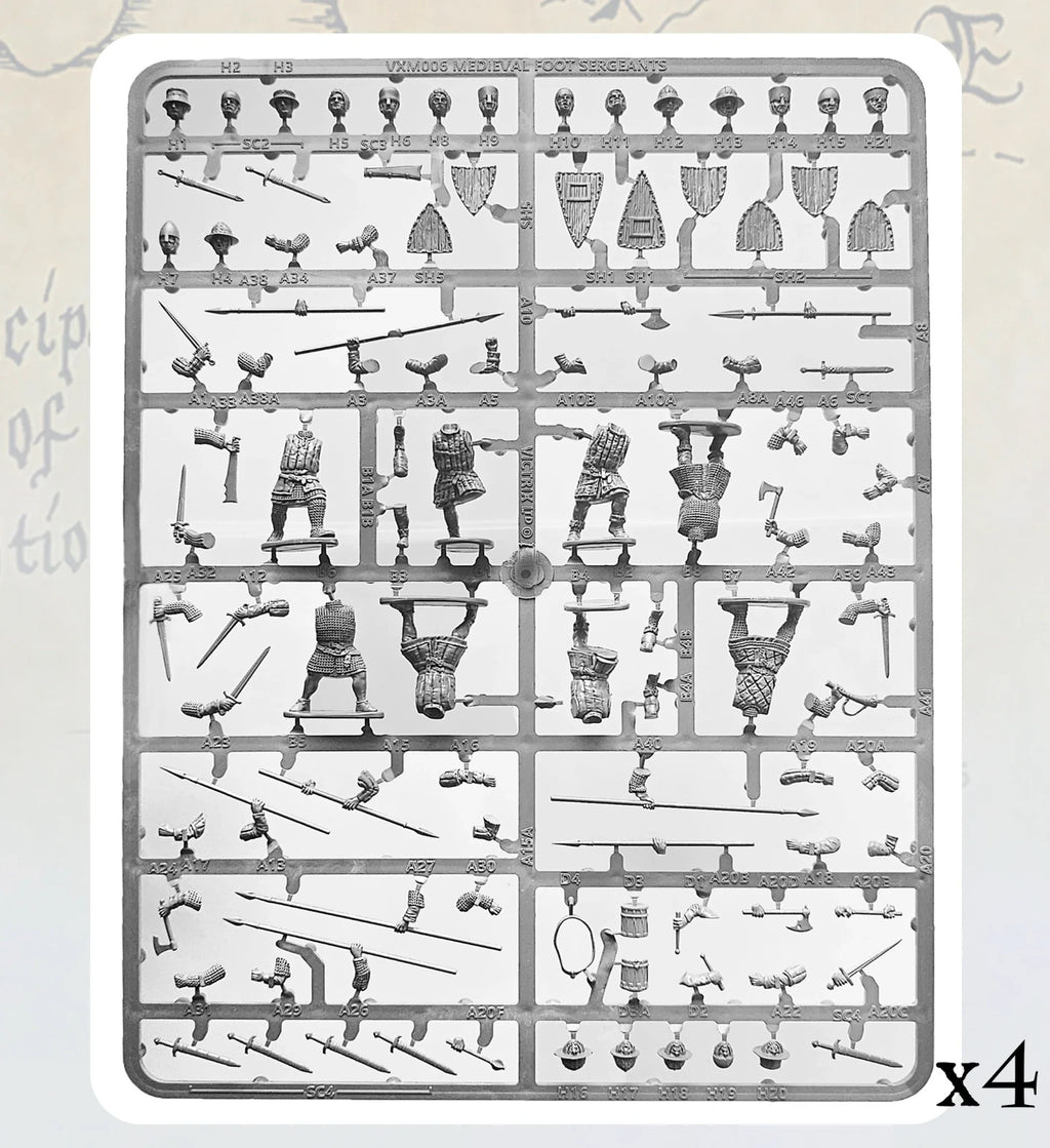 Victrix Medieval Warriors 28mm Scale Hard Plastic Medieval Foot Sergeants VXM006