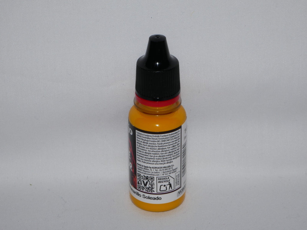 Vallejo Game Color Acrylic Range Sun Yellow 18ml/0.6 fl oz Dropper Bottle 72.006