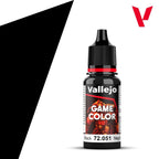 Vallejo Game Color Acrylic Range Black 18ml/0.6 fl oz Dropper Bottle - 72.051