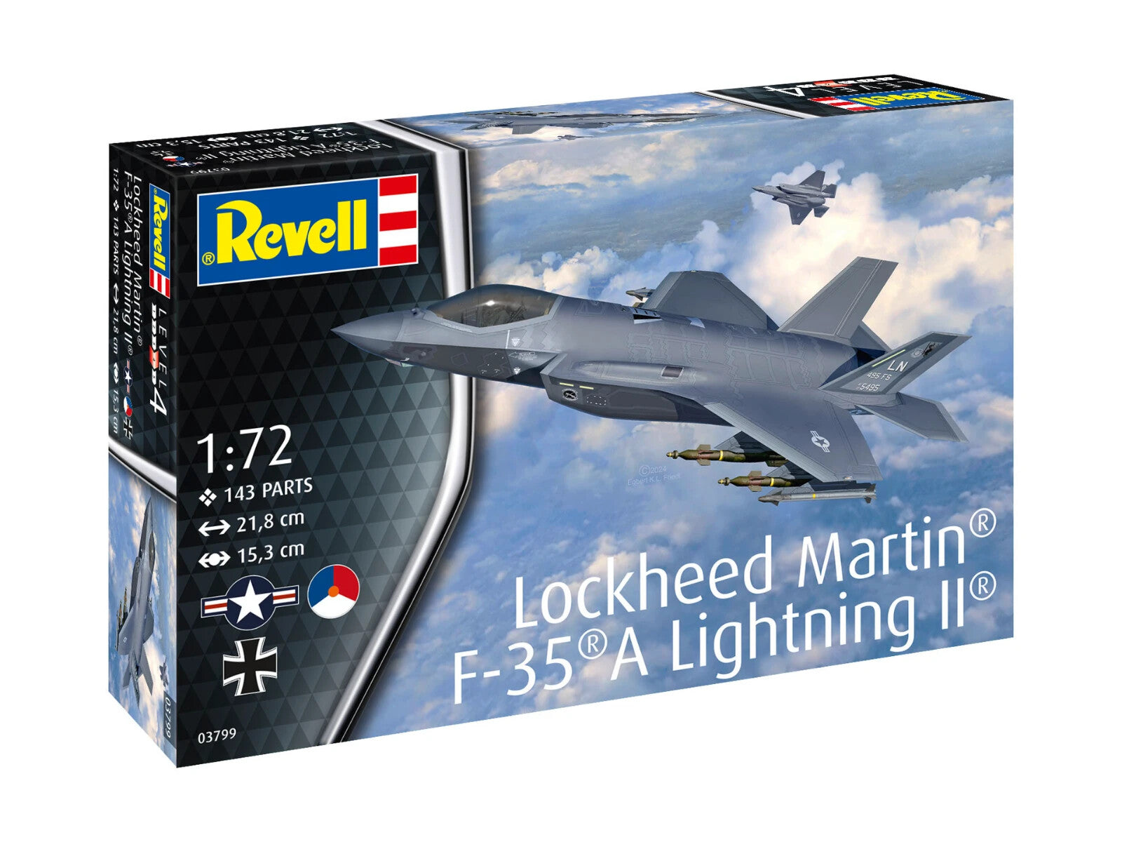 Revell 1:72 Scale Lockheed Martin F-35 A Lightning II Kit Skill Level 4 - 03799