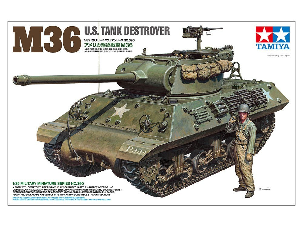Tamiya 1:35 Scale Military Miniature Series No.390 M36 US Tank Destroyer - 35390