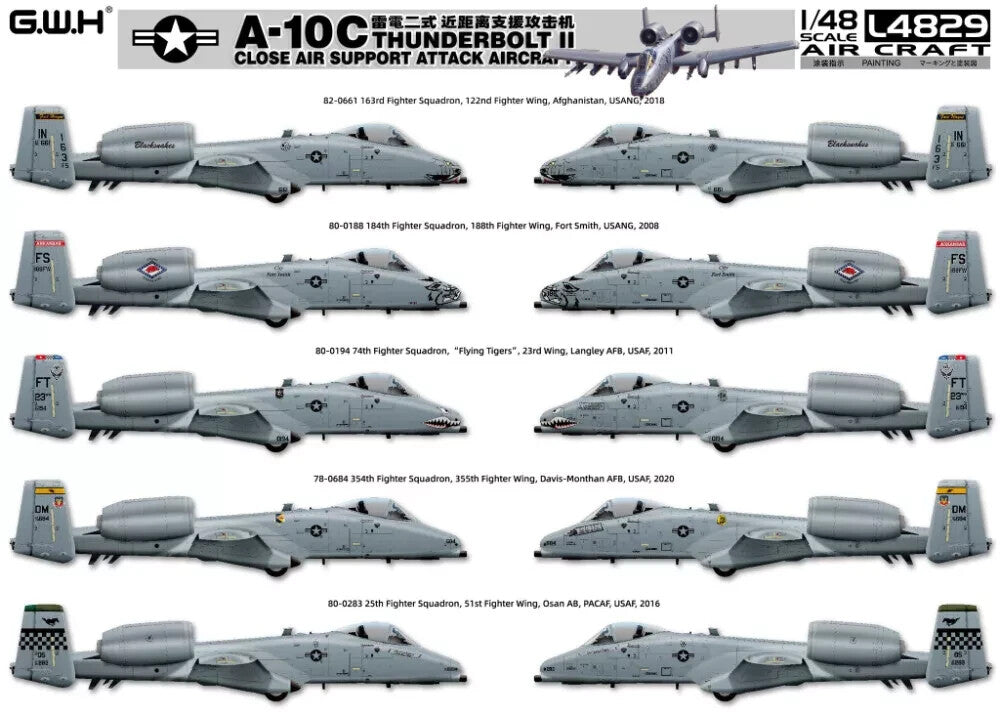Great Wall Hobby 1:48 Scale USAF A-10C Thunderbolt II Attack Aircraft Kit L4829