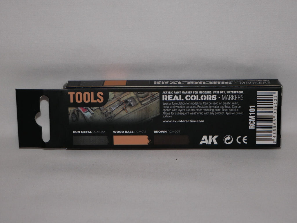 AK Interactive Real Colors Fast Dry Acrylic Markers Tools (3 Piece) Set - RCM101