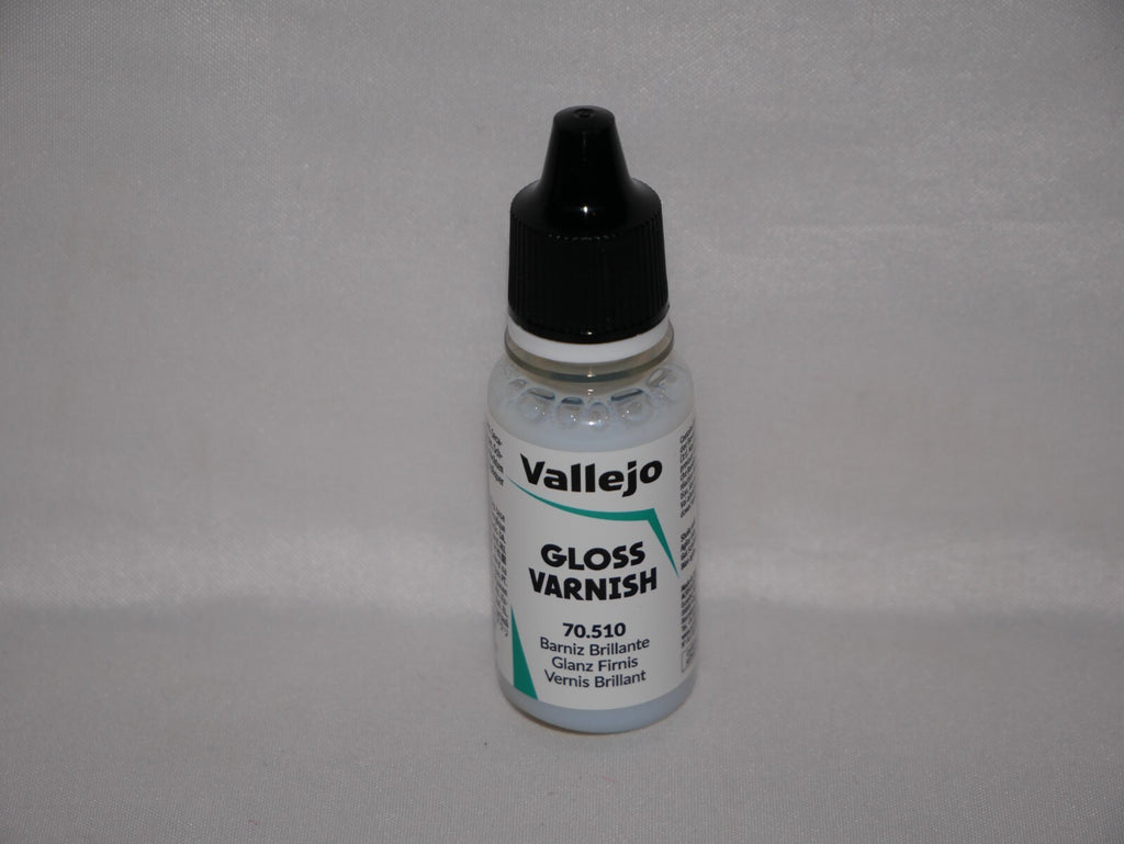 Vallejo Auxiliary Products Gloss Varnish 18ml/0.60 fl oz Dropper Bottle - 70.510