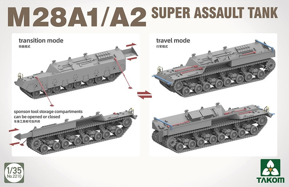 Takom 1:35 Scale World War 2 US M28A1/A2 Super Assault Concept Model Tank - 2210