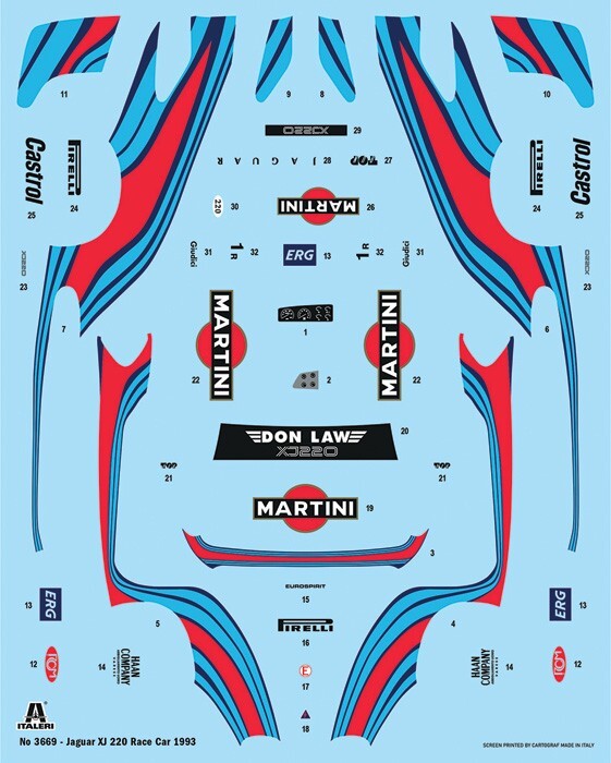 Italeri 1:24 Scale Jaguar XJ 220 Racing Model Replica Kit Skill Level 2 - 3669